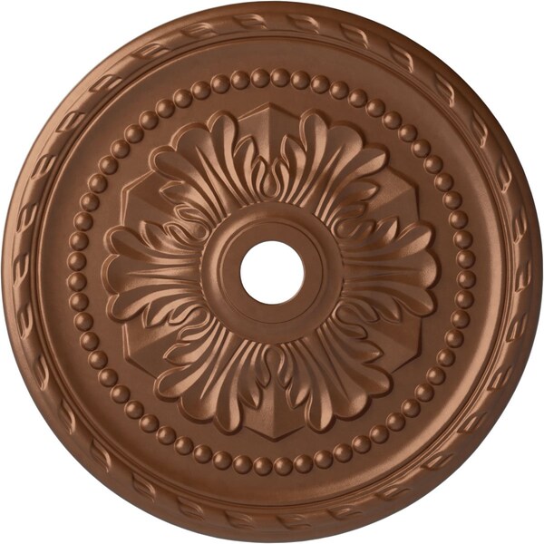 Ekena Millwork Palmetto Ceiling Medallion (Canopies up to 7 5/8"), 31 1/2"OD x 3 5/8"ID x 1 3/4"P, Polished Copper CM31PMPOS - main
